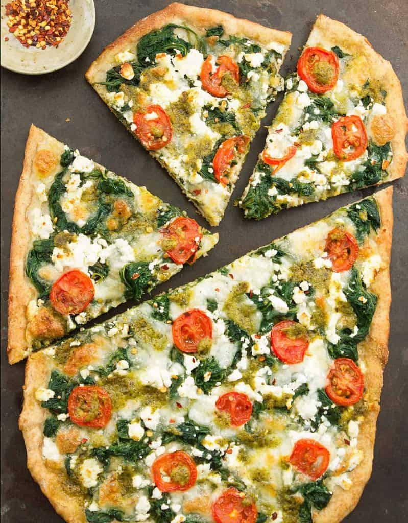 cheap healthy meals spinach feta pizza