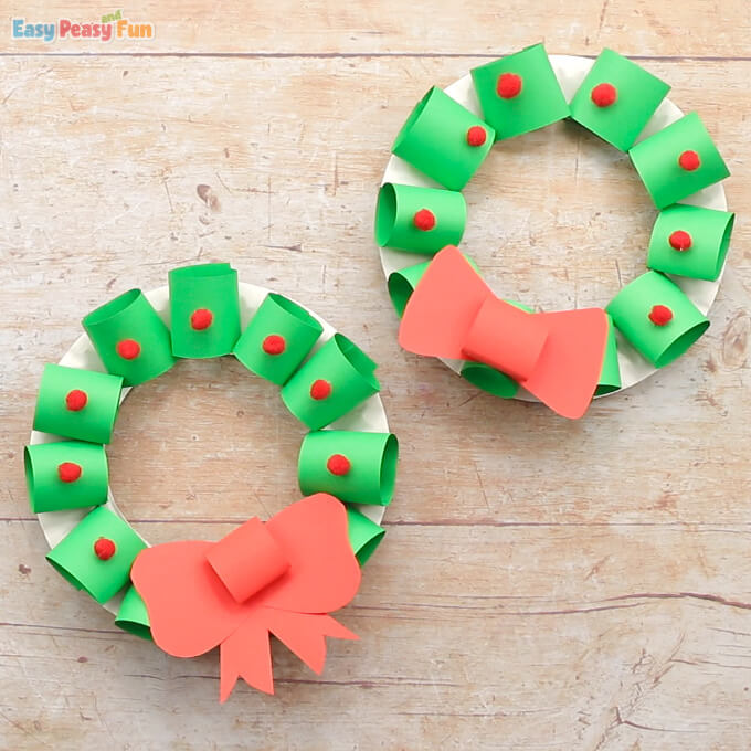 paper plate christmas wreath kids crafts