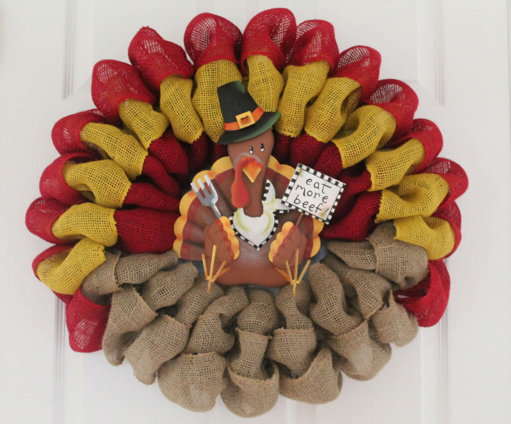 diy turkey wreath burlap
