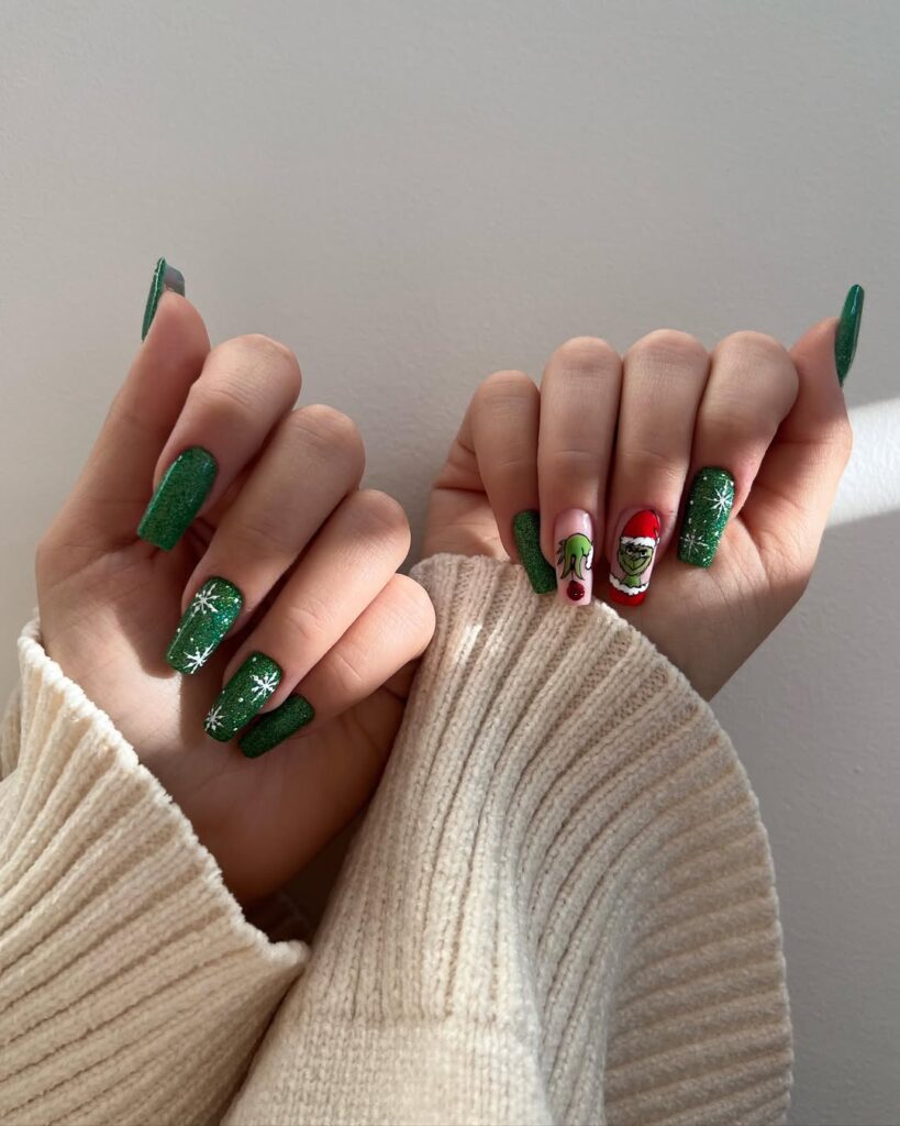 Merry-mean-sparkly-green-grinch-nails