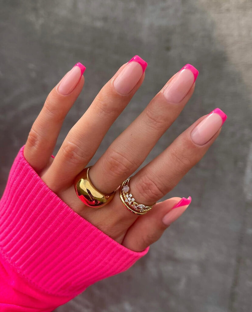 Hot-pink-tip-nails