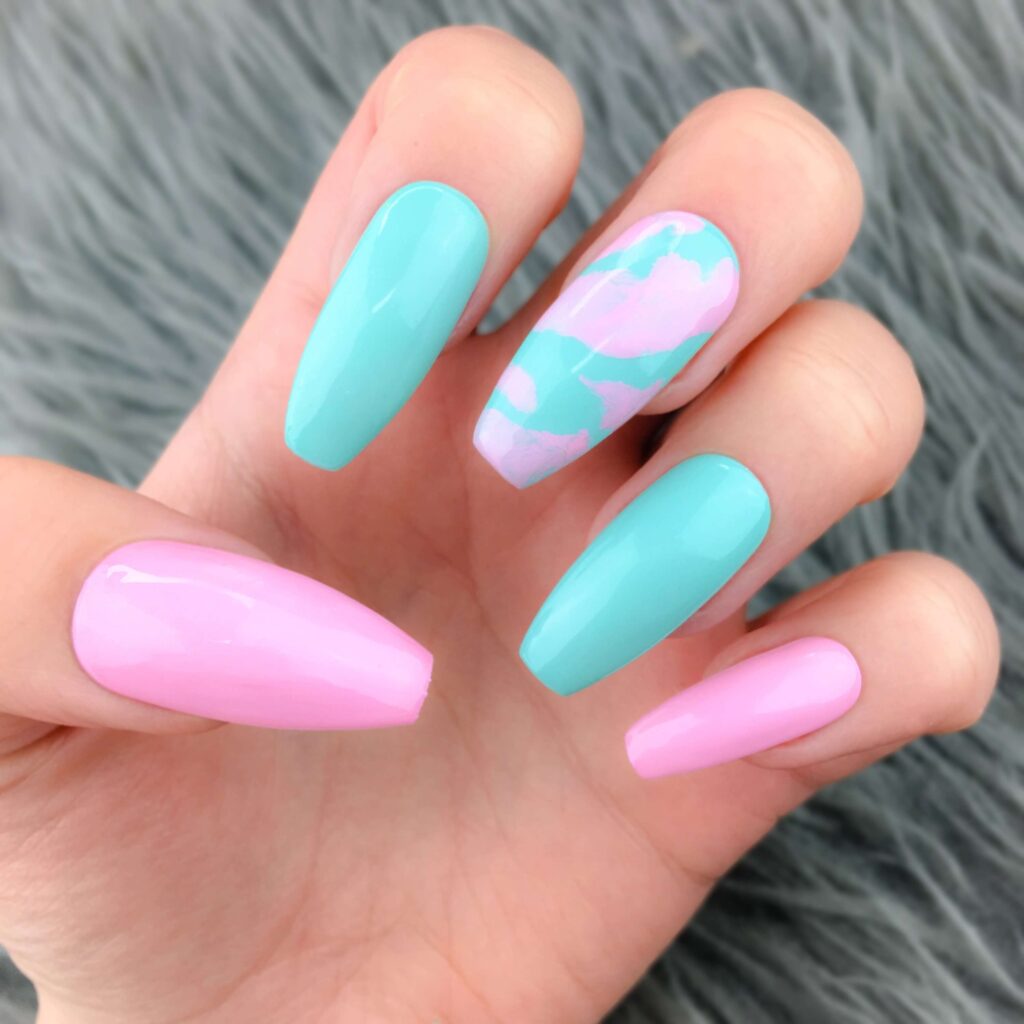 cotton candy pink and blue ombre nails