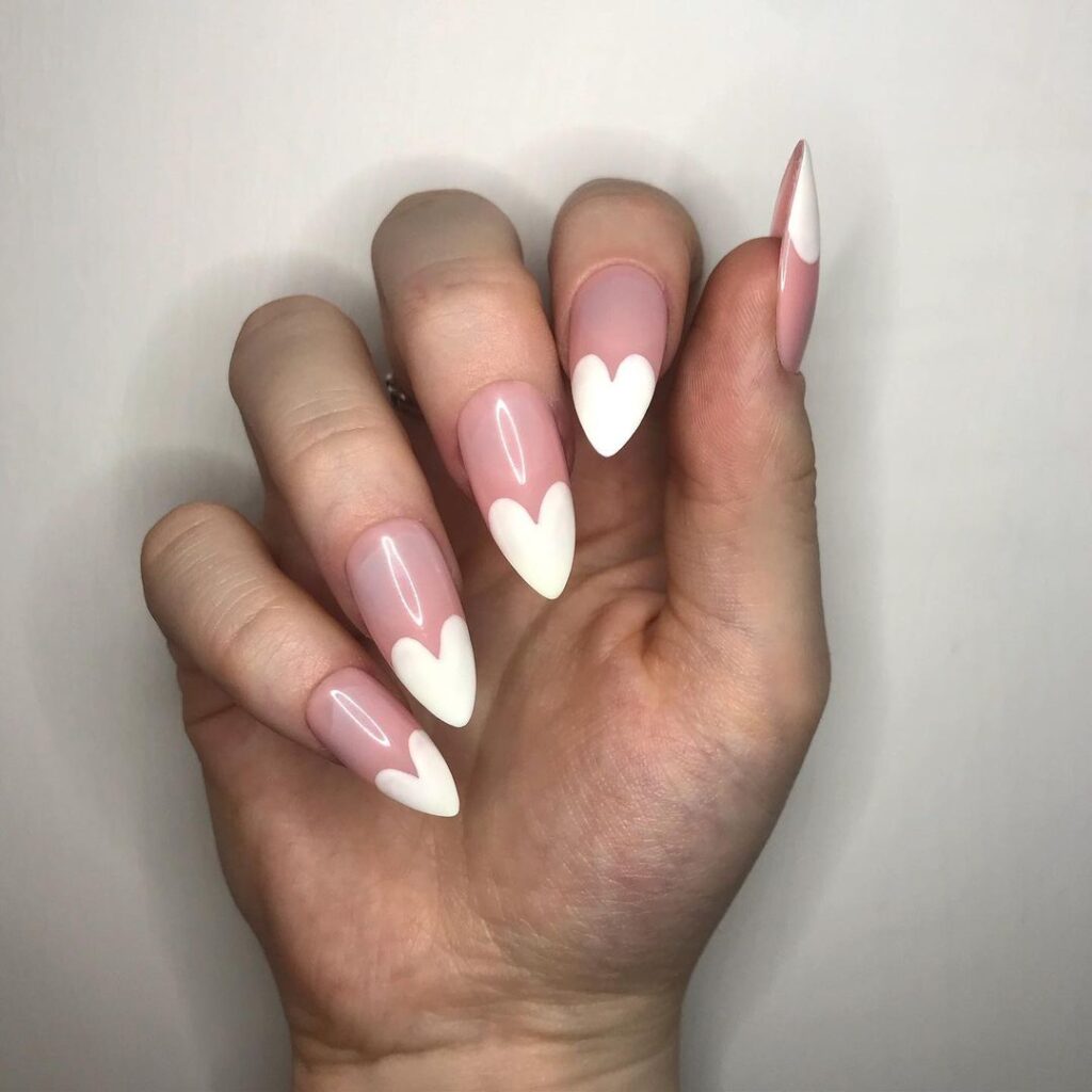 heart french tip nails