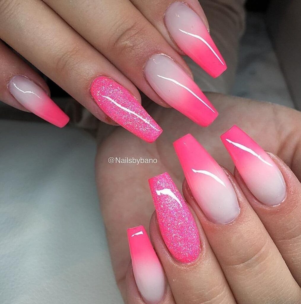 hot pink ombre nails valentine's day
