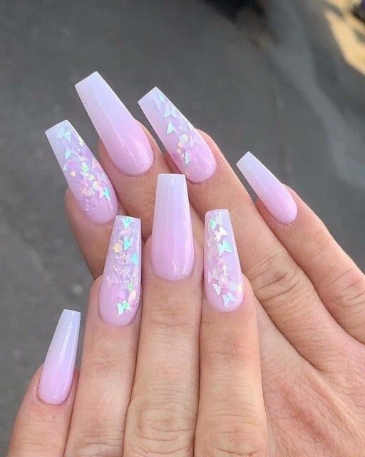 light pink butterfly nails