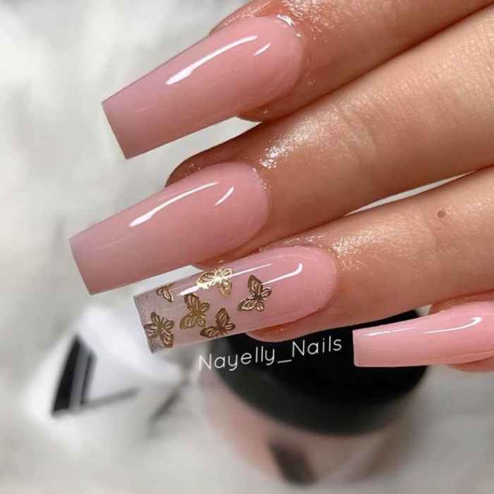 light pink butterfly nails