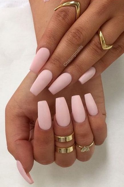 light pink coffin matte nails