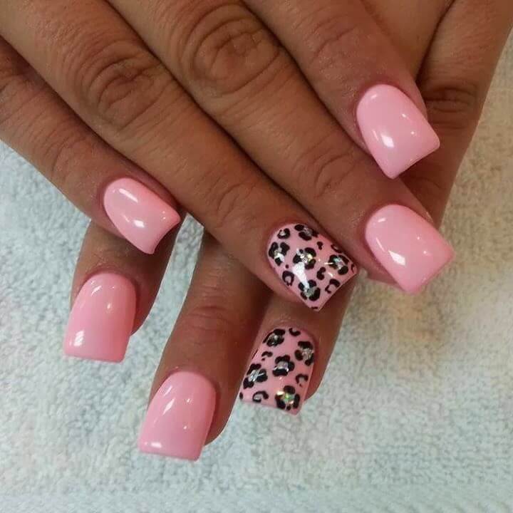 light pink leopard nails