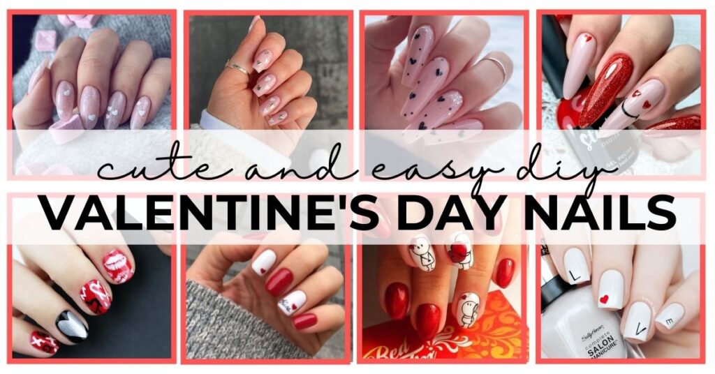 red and pink valentine's day nails