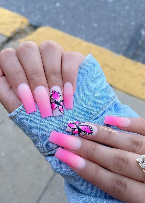 summer butterfly nails