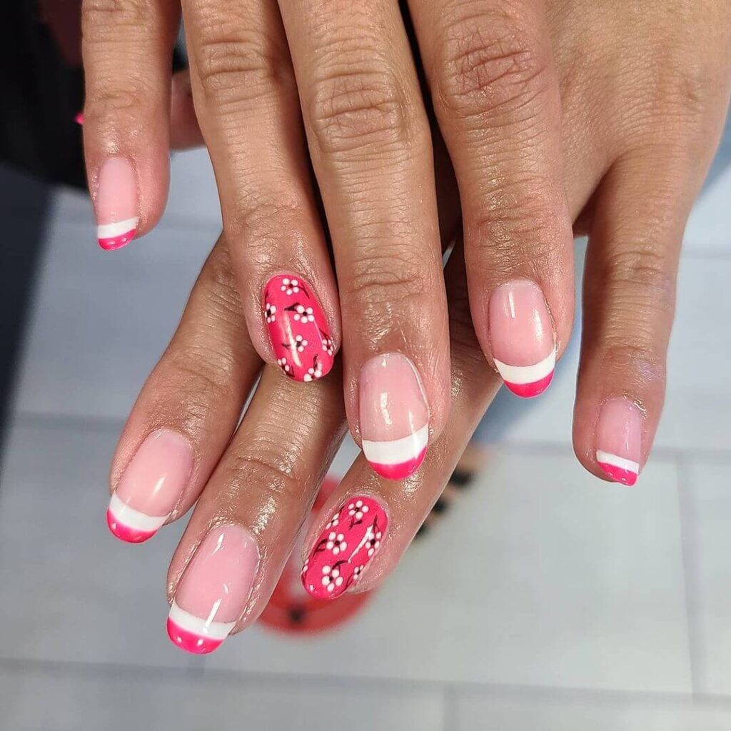 pink-nails-with-flower-on-ring-finger