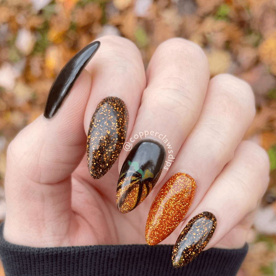 Orange-black-thanksgiving-nail-ideas