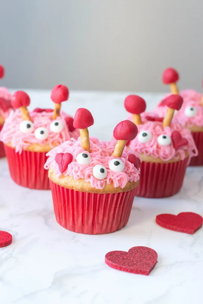 Furry-monster-valentine-cupcakes