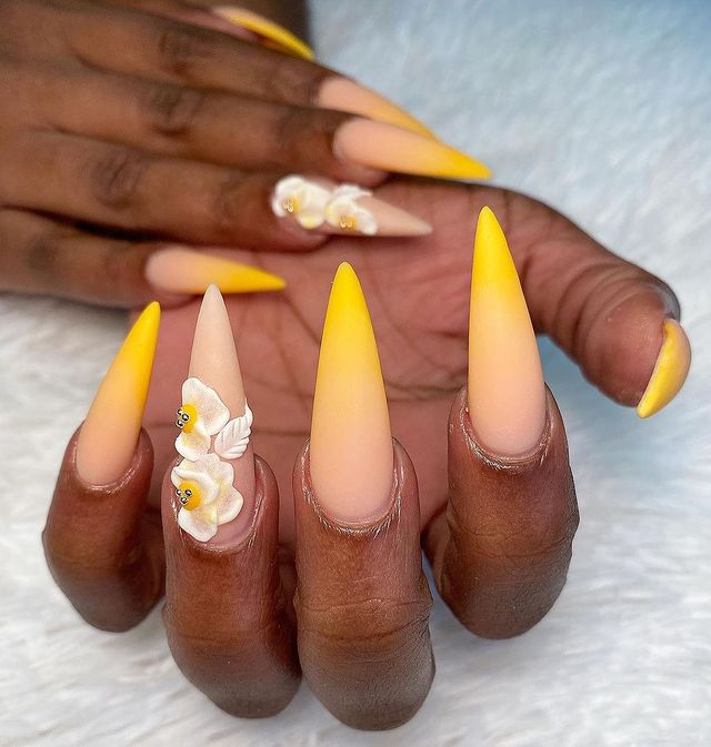 04-Yellow Ombre Nails