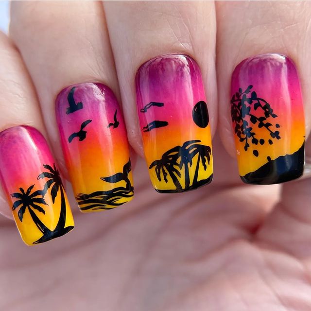 09-Sunset Summer Nails