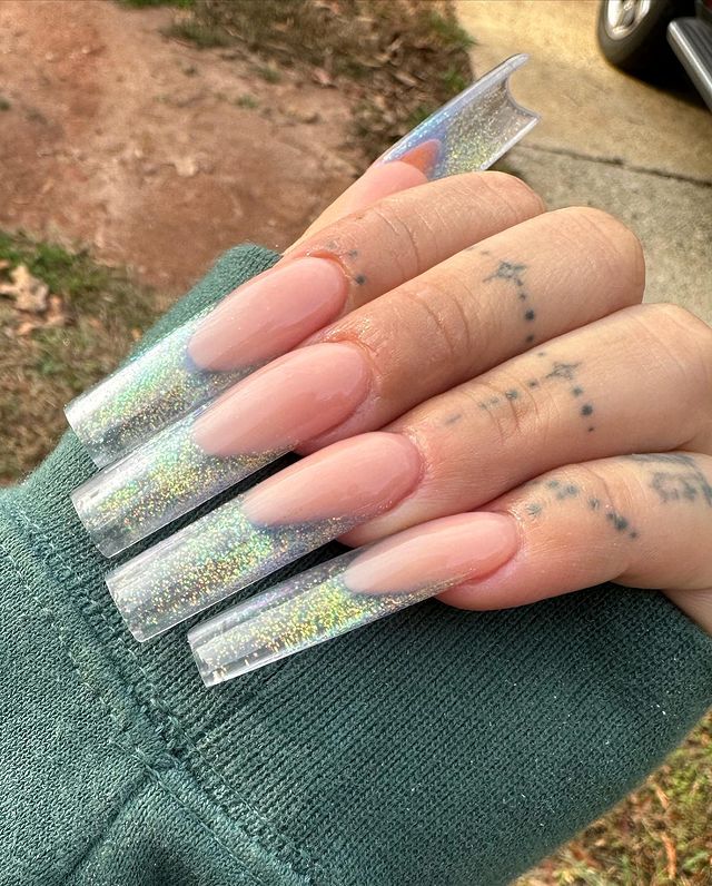 16-Sparkly French Tip Nails