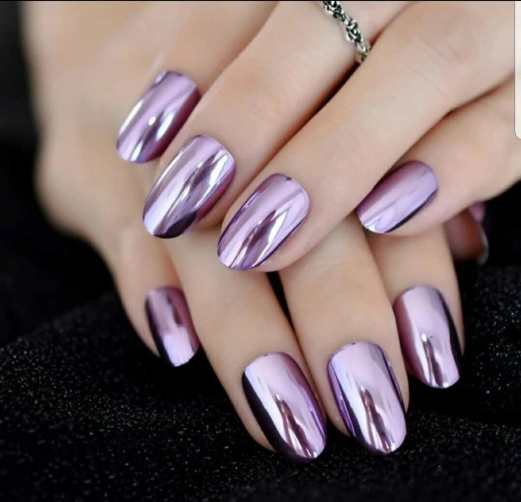 16-Light Purple Chrome Nails-J
