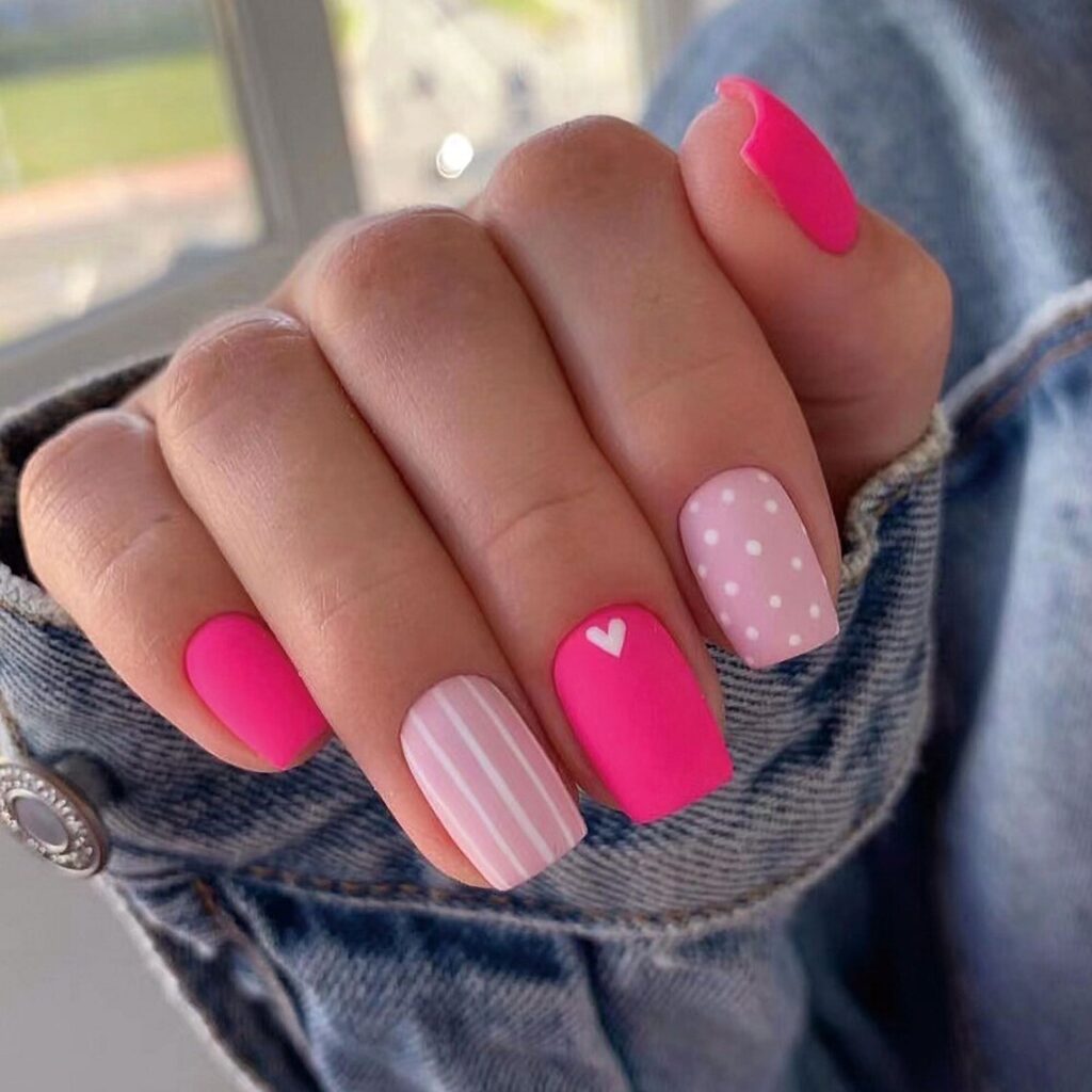 03-Short Pink and White Nails