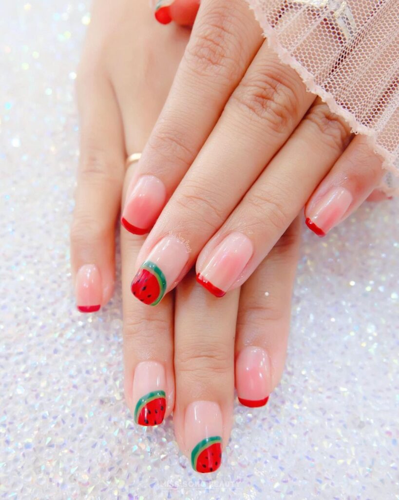 05-Red Watermelon French Tips