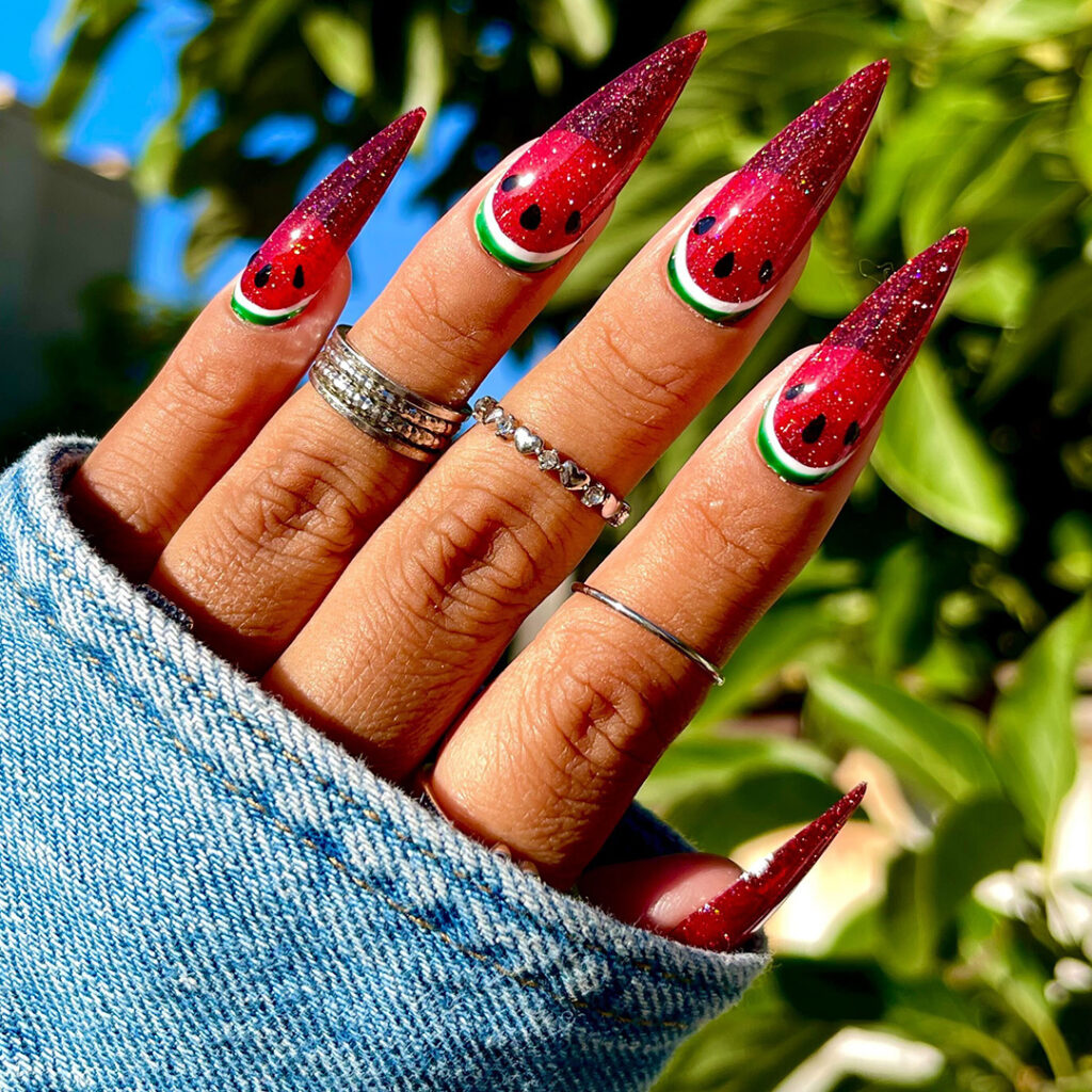 19-Aesthetic Red Watermelon Nails