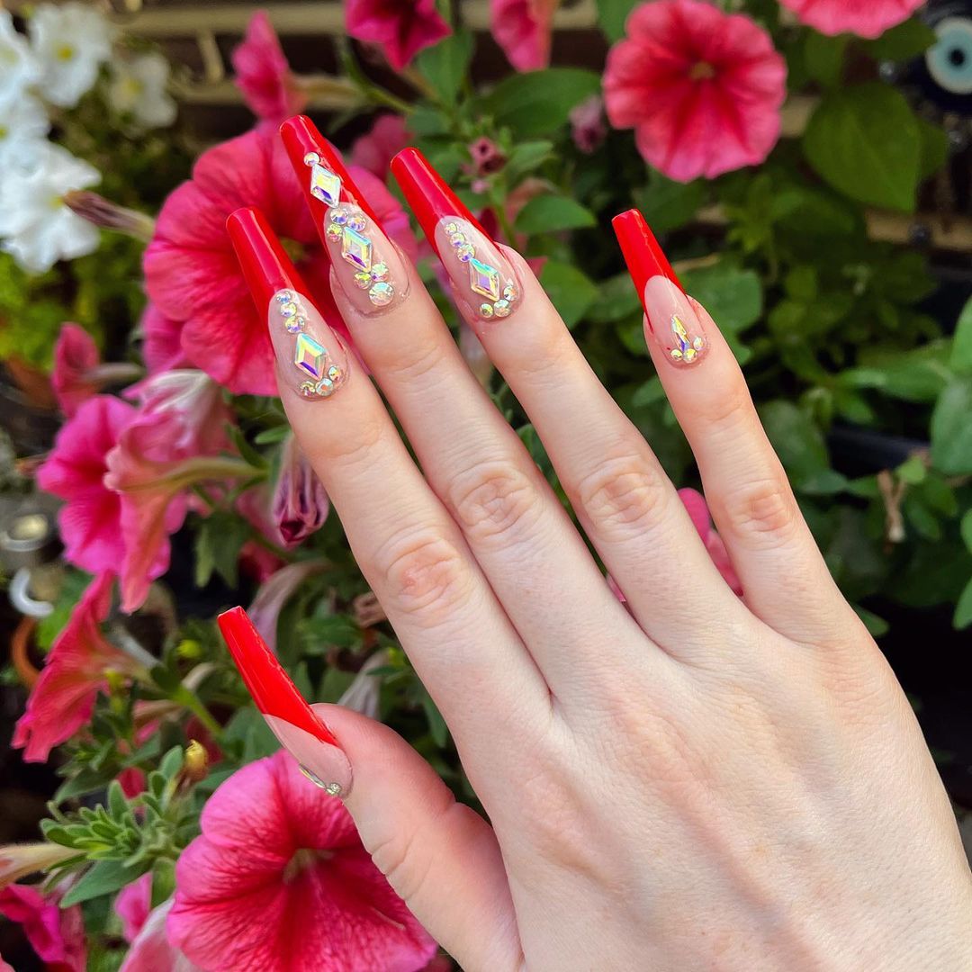 20 Rhinestone Nails Sweet Money Bee 13 Bold Red Rhinestone Nails