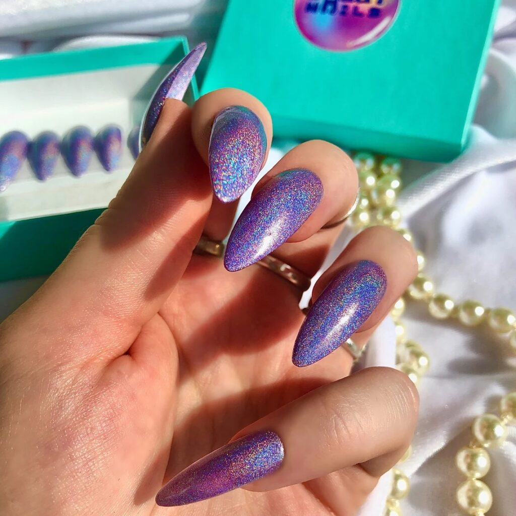 09-Gorgeous Purple Glitter Nails J