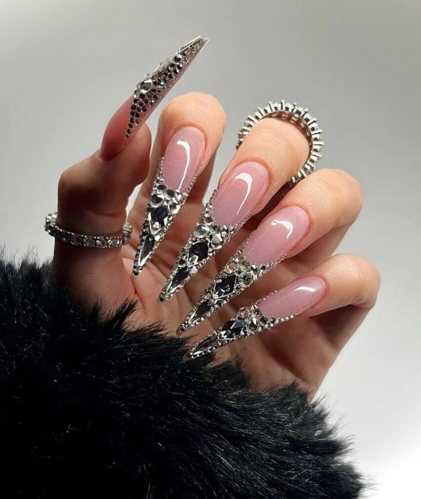 15-Diamond Stiletto Nails J