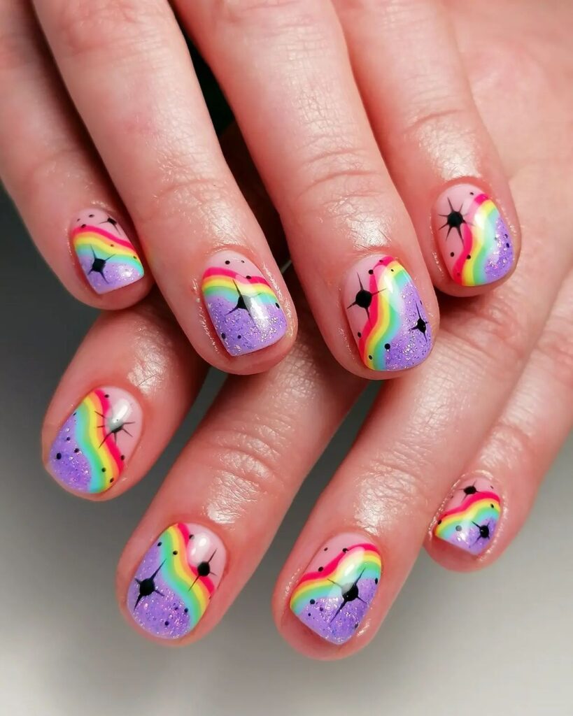 19-Short Rainbow Nails J
