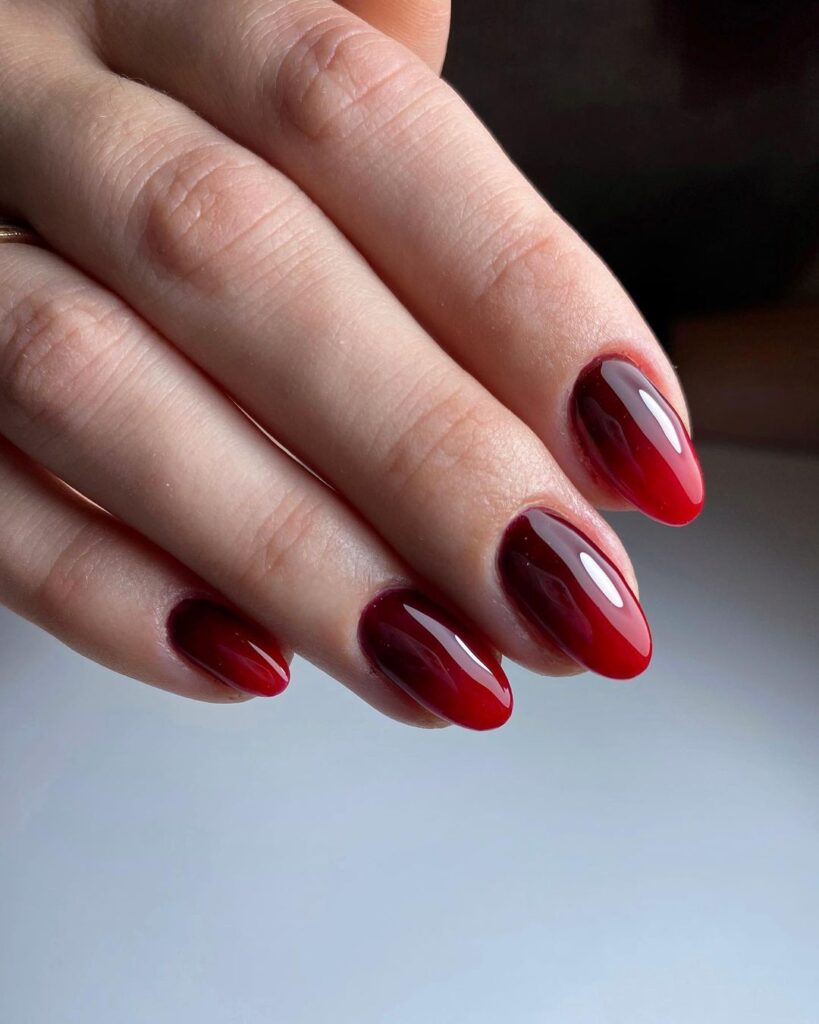 10-Burgundy Ombre Nails
