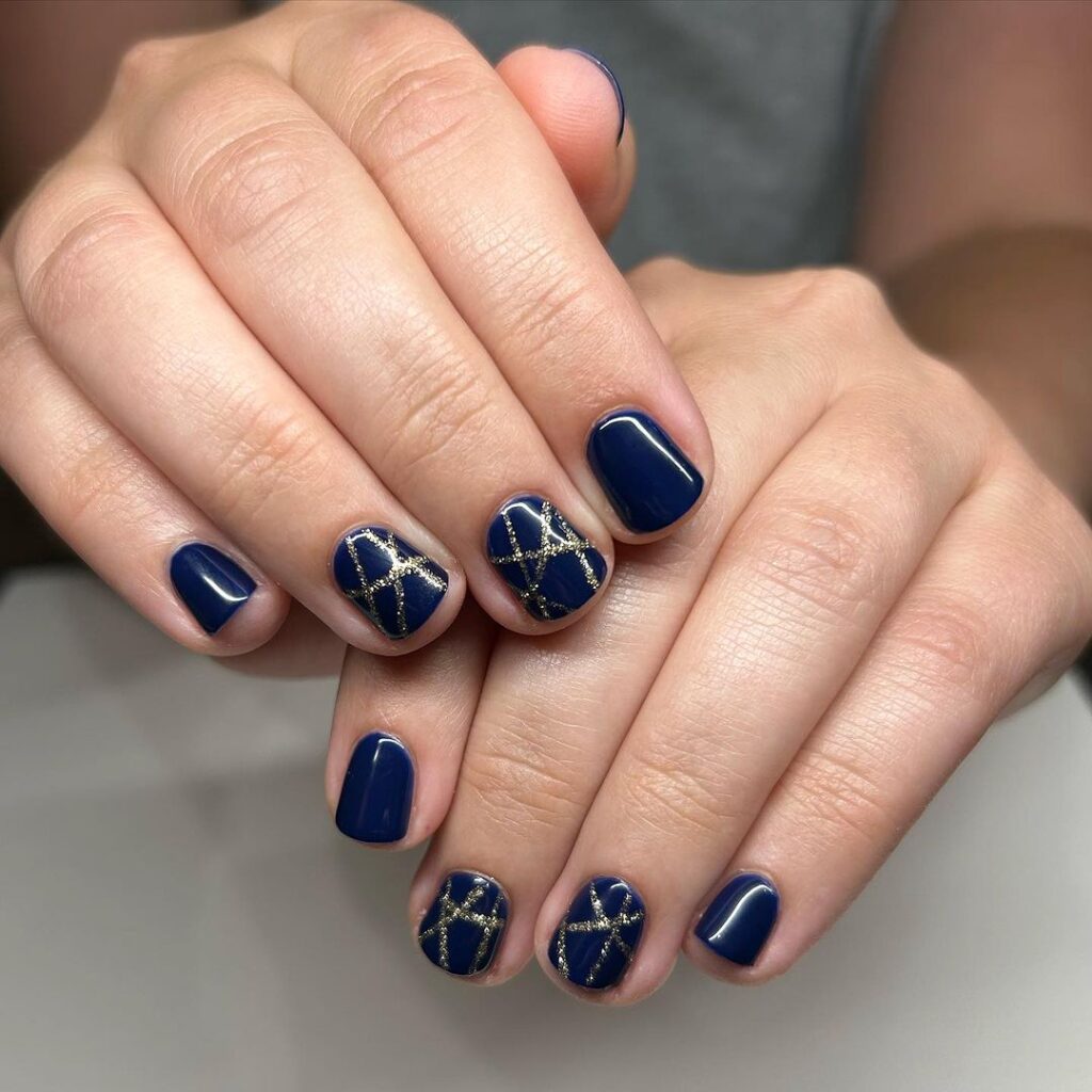 09-Cute and Short Navy Blue Nails