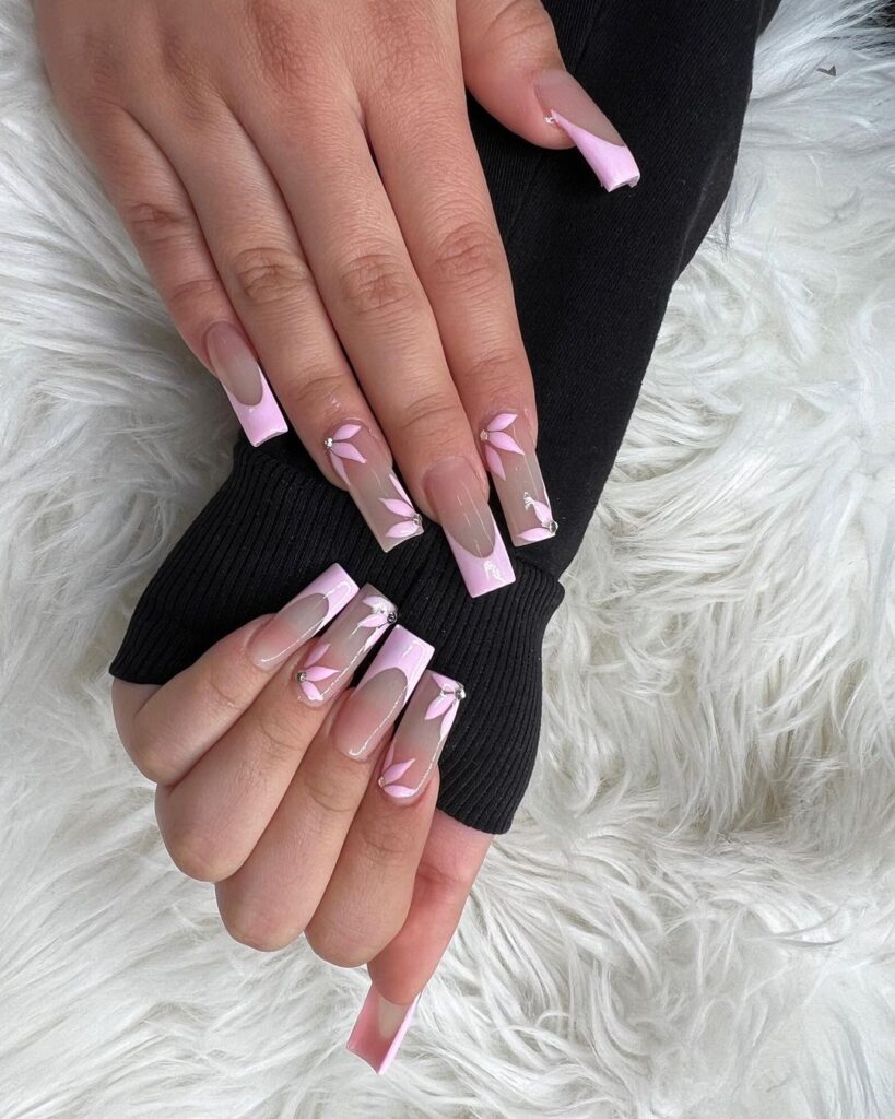 12-Charming Pink French Tip Coffin Nails