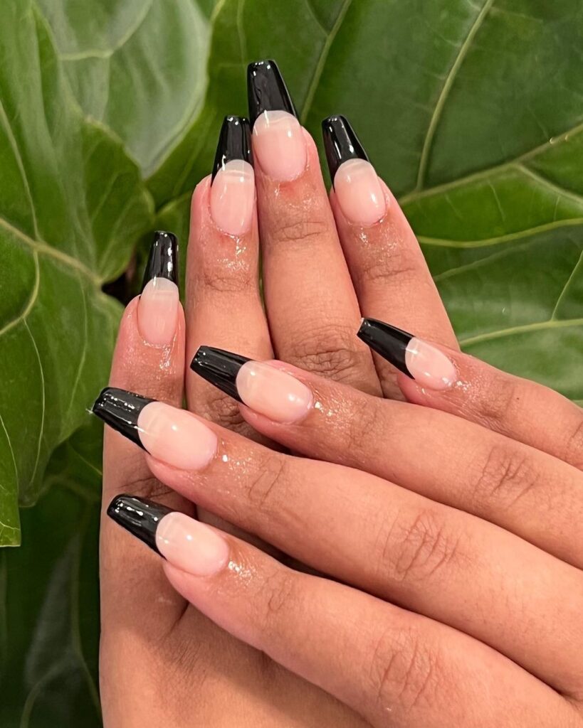 16-Gothic Long French Tip Coffin Nails
