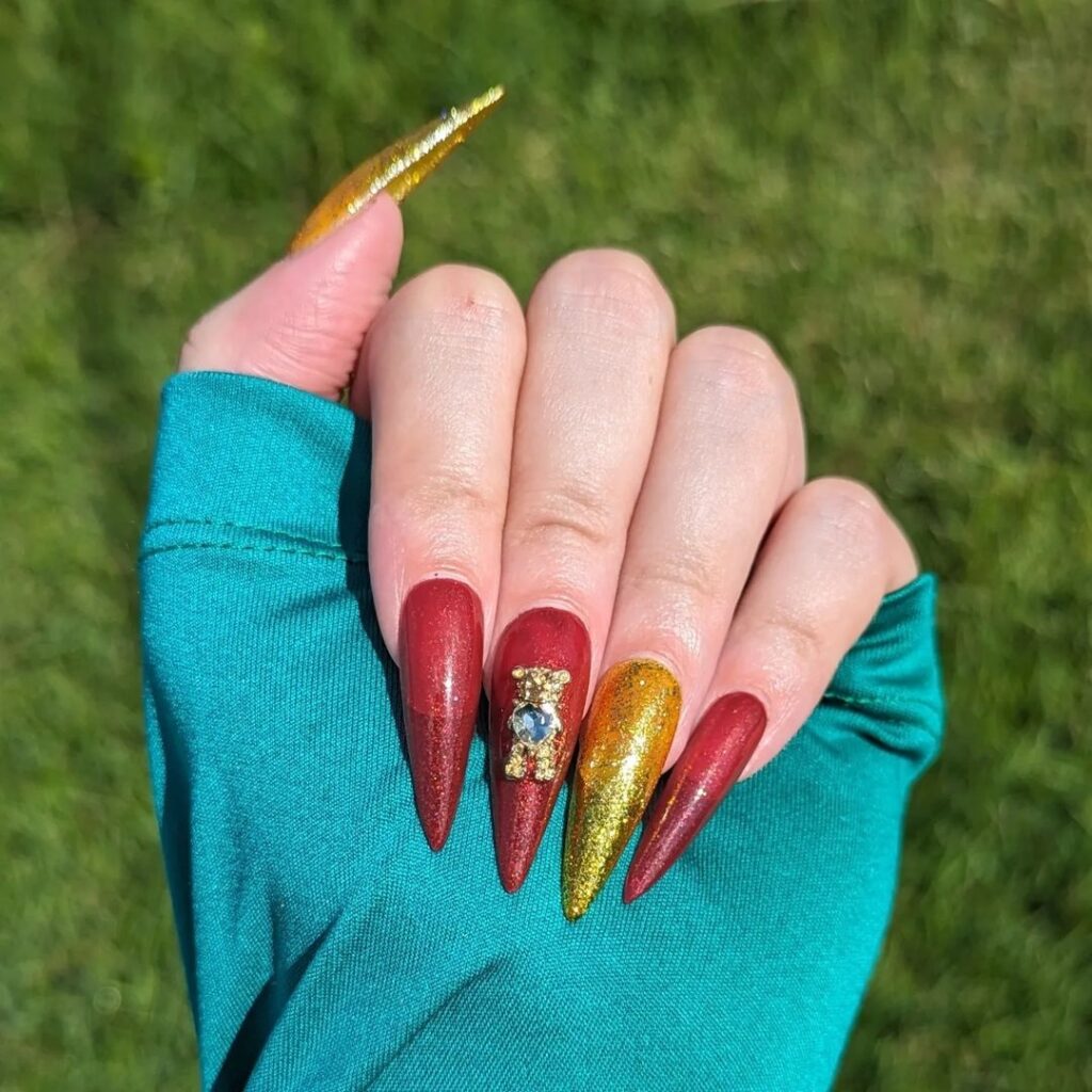 03-Glimmering Long Red Stiletto Nails J