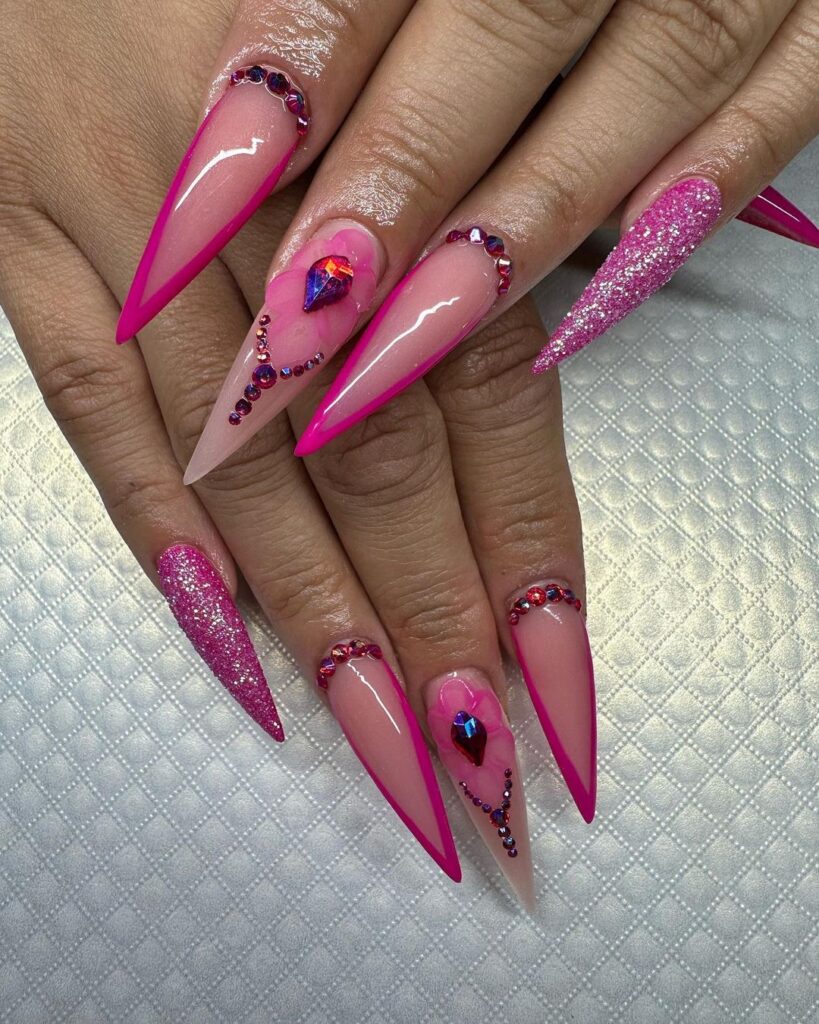 07-Y2K-Inspired Long Pink Stiletto Nails