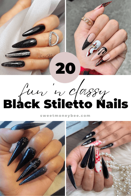 202 - Black Stiletto Nails