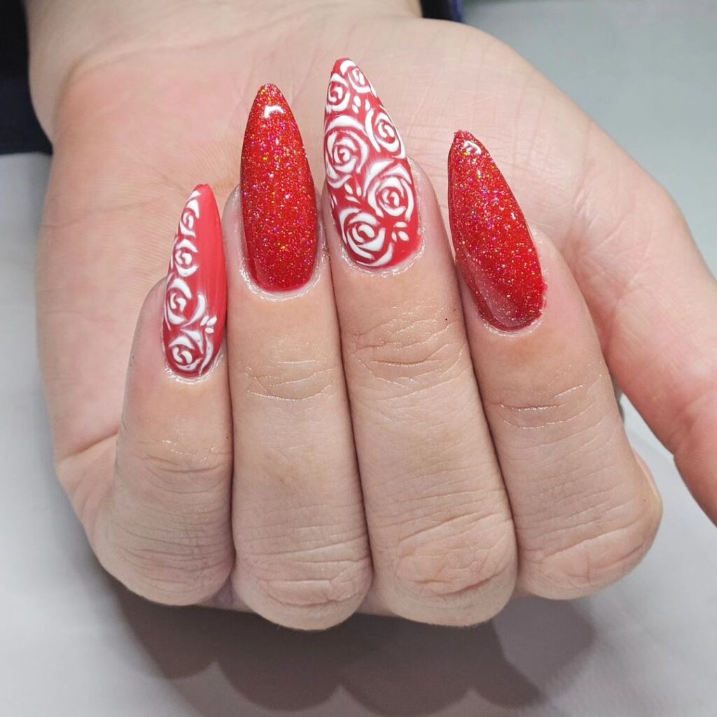 12-Red-Roses-Valentine’s-Day-Nails J