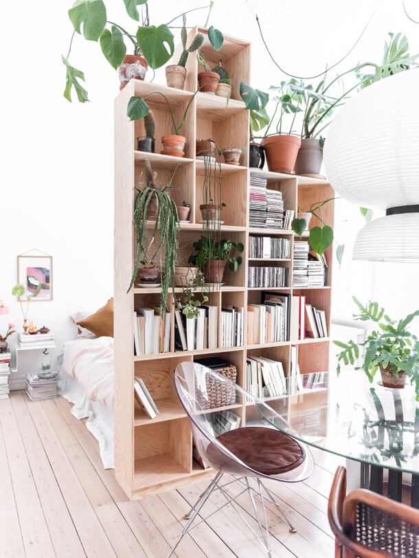 Studio-apartment-bookcase-room-divider