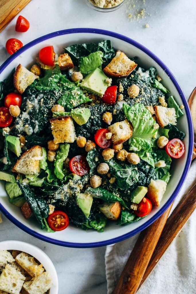 Easy-vegan-kale-caesar-salad
