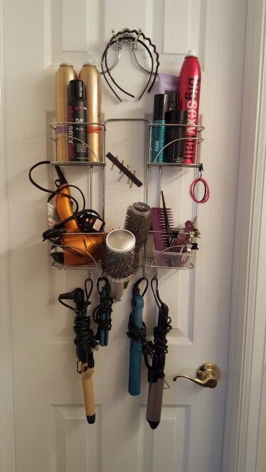 Organize-hair-tools-with-shower-caddy
