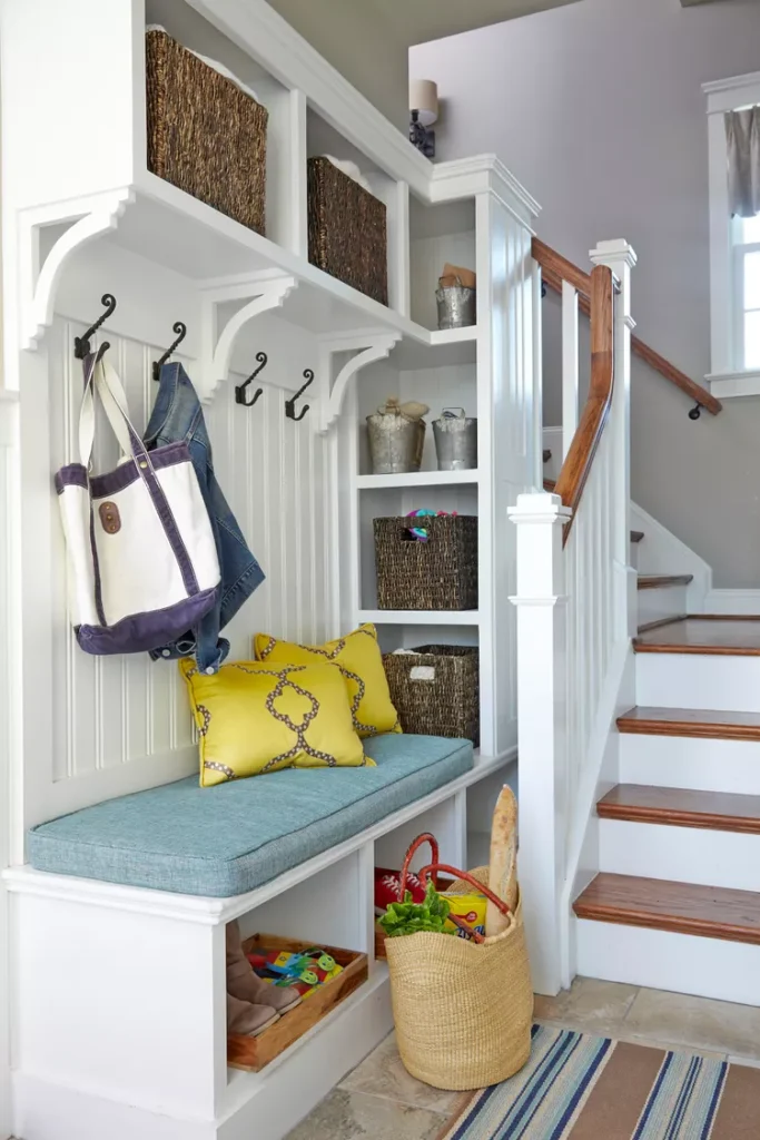 Under-stairs-mini-mudroom