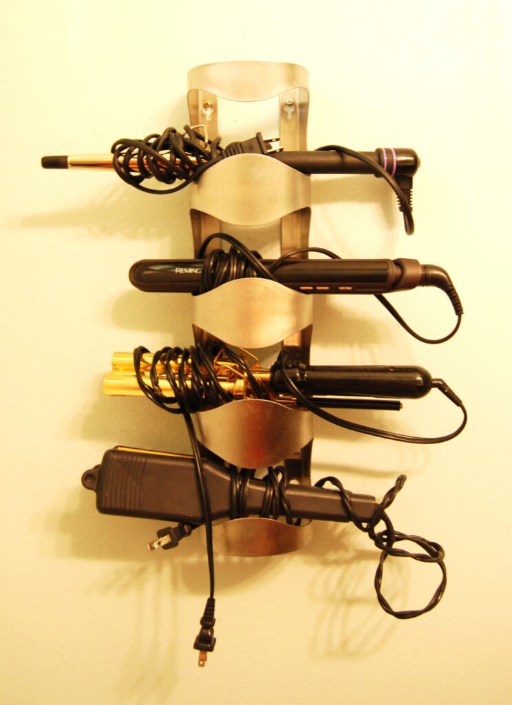 Wine-rack-as-hot-hair-tools-storage