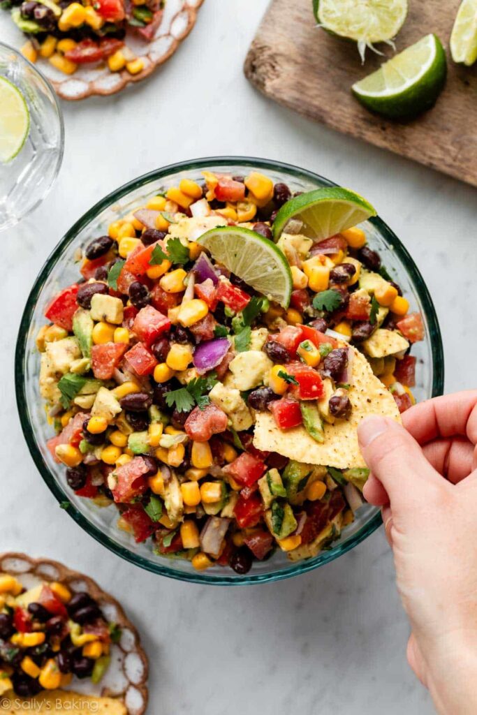 Easy-corn-black-bean-avocado-salsa
