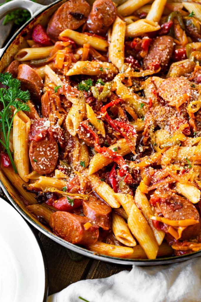 Easy-sausage-and-peppers-penne-recipe