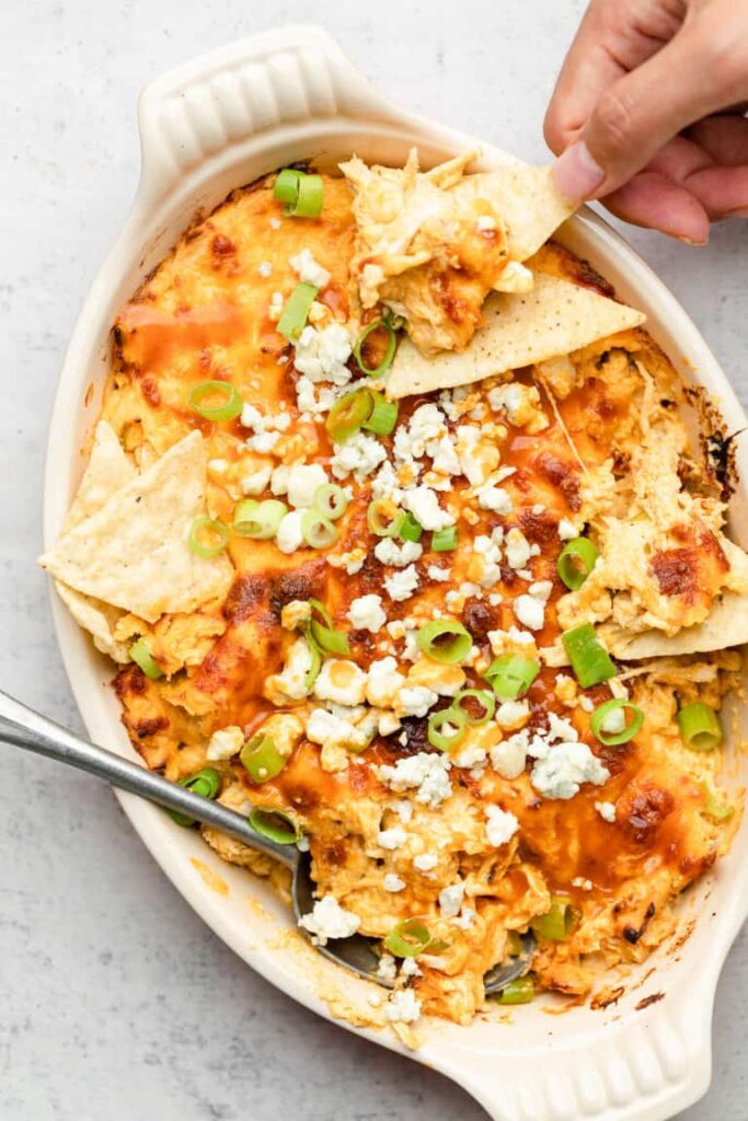 High-protein-buffalo-chicken-dip