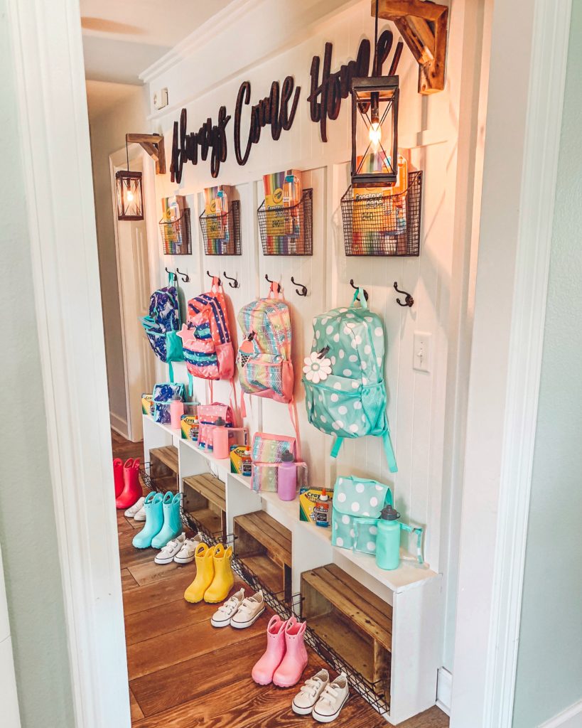 Kid-friendly-entryway-drop-zone