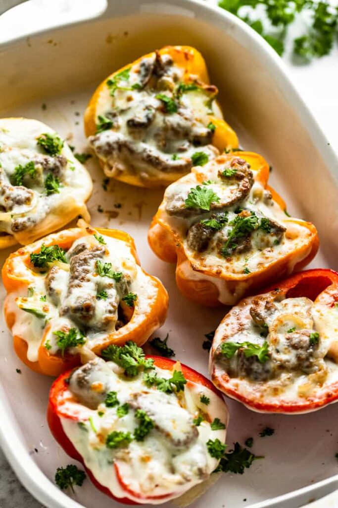 Low-carb-philly-cheesesteak-stuffed-peppers