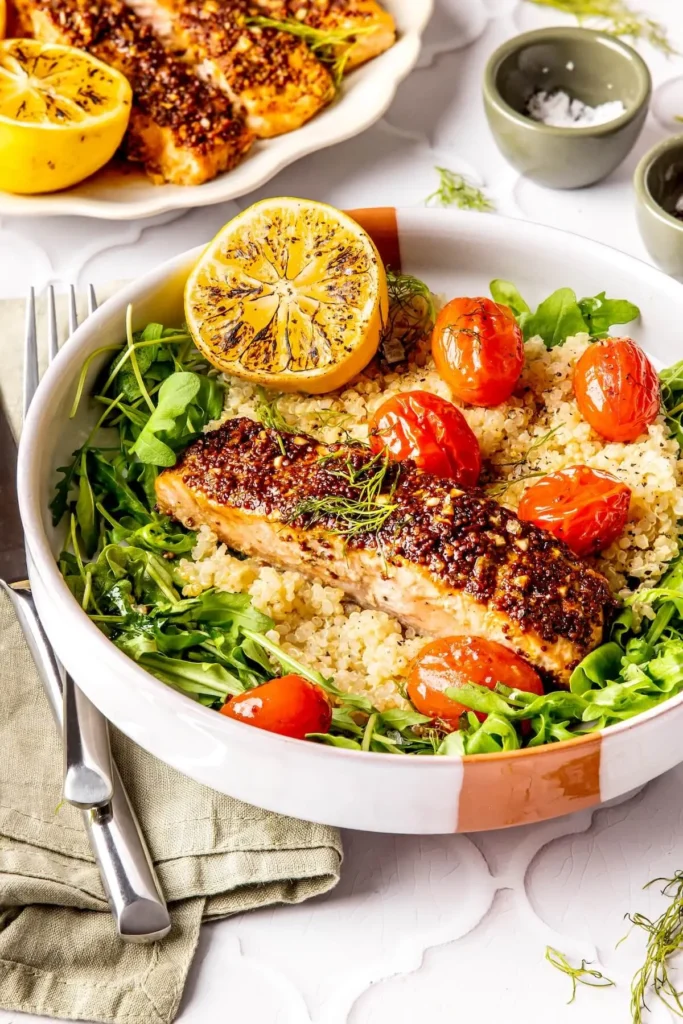 Mustard-salmon-lemony-quinoa