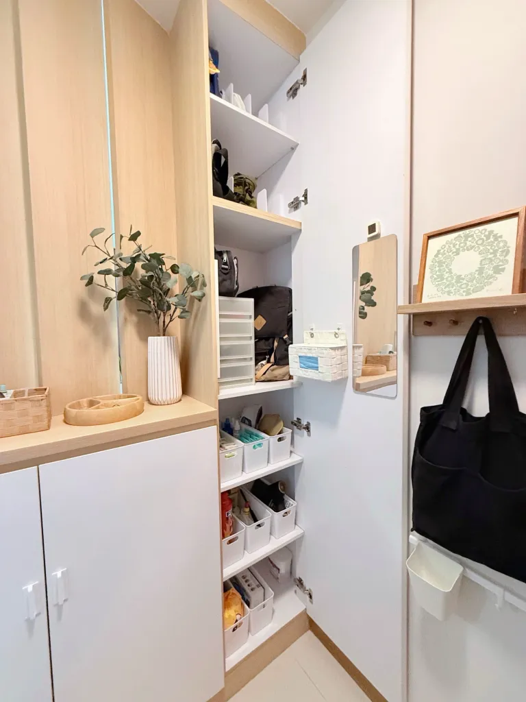 Space-saving-entryway-cabinets