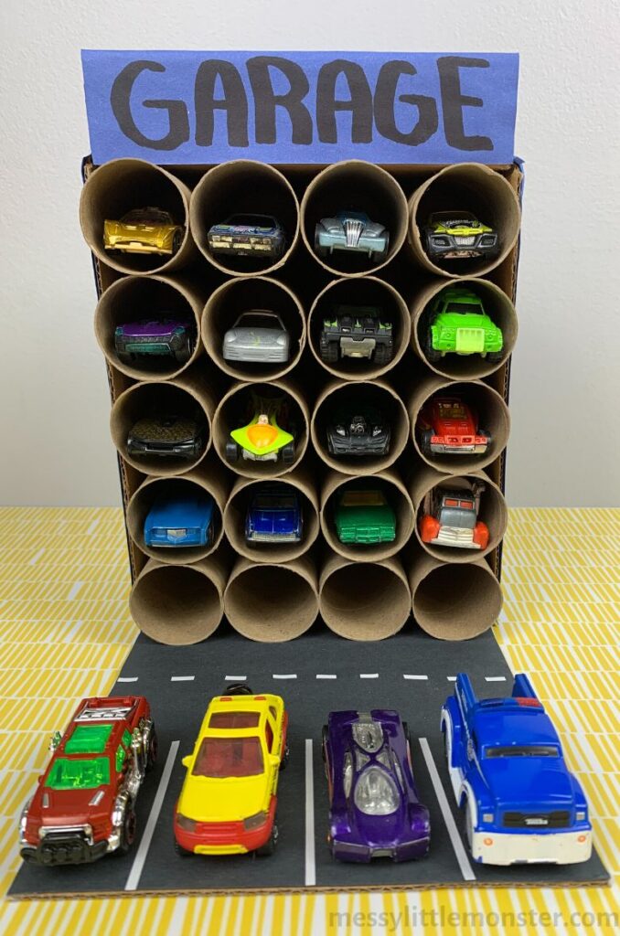 Toy-car-parking-garage-cardboard-box-craft